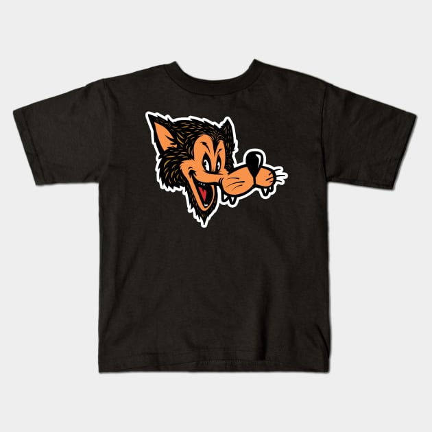 Alpha Wolf Cartoon Graphic Logo Kids T-Shirt by OrganicGraphic